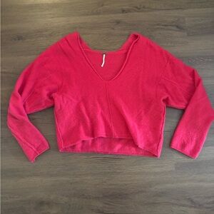 Free People Hot Pink Cropped Sweater